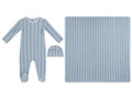 Atelier Cable Footie, Hat & Blanket Set - Blue