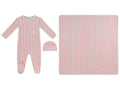 Atelier Cable Footie, Hat & Blanket Set - Pink