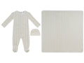 Atelier Cable Footie, Hat & Blanket Set - White