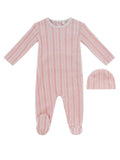 Atelier Cable Footie & Hat Set - Pink