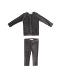 Gia Velour Rib Set - Charcoal