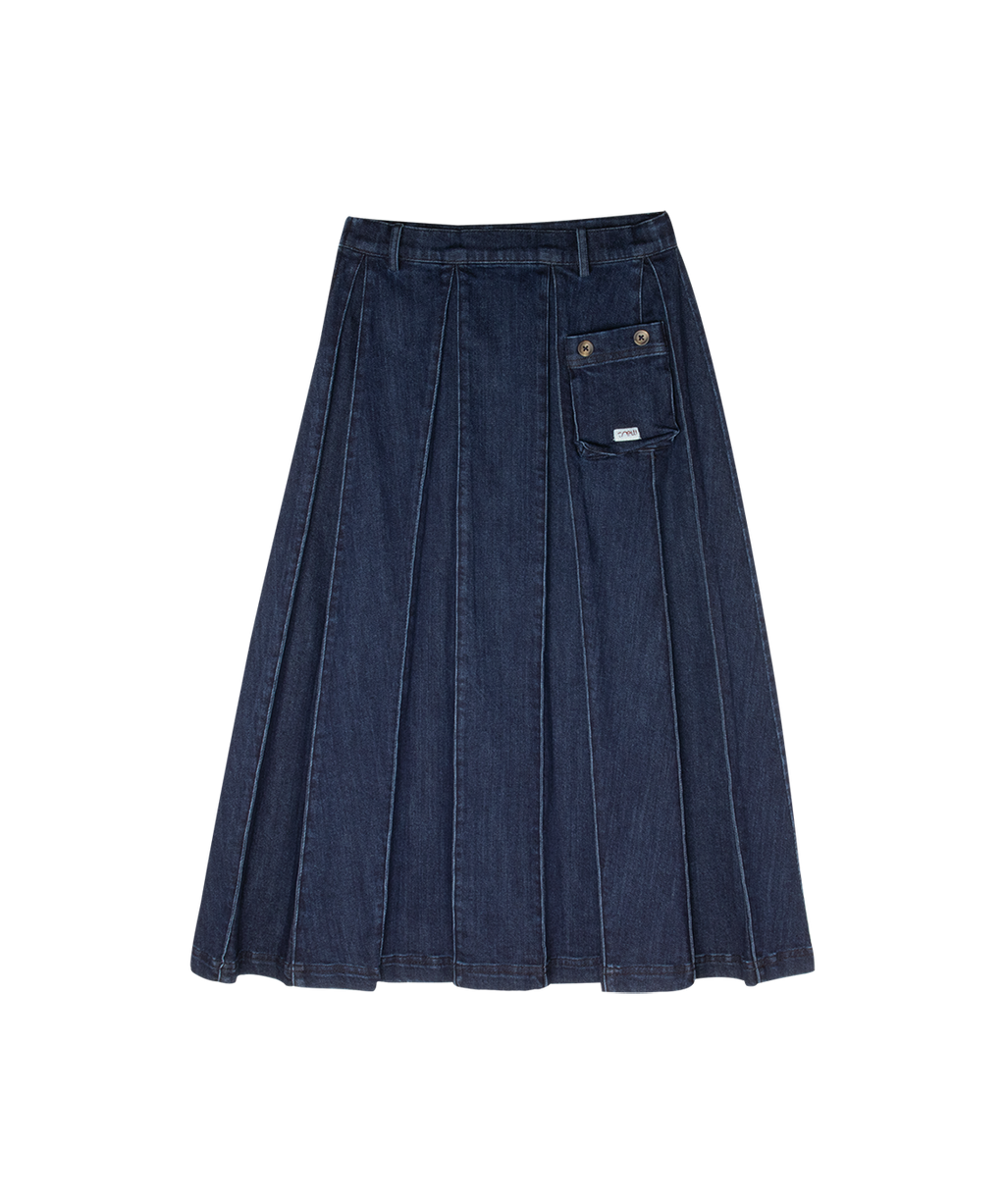 Sofi Pleated Maxi Skirt - Denim