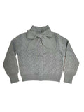 Lyla Bow Pointelle Cardigan - Blue