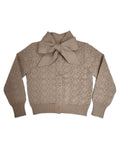 Lyla Bow Pointelle Cardigan - Taupe