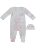 Patchwork Footie & Hat Set - Pink