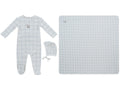 Whinny Plaid Footie, Hat & Blanket Set - Blue