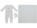 Whinny Plaid Footie, Hat & Blanket Set - Stone