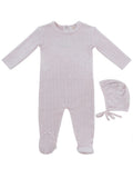 Bebe Pointelle Footie & Hat Set - Pink