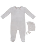 Bebe Pointelle Footie & Hat Set - Natural