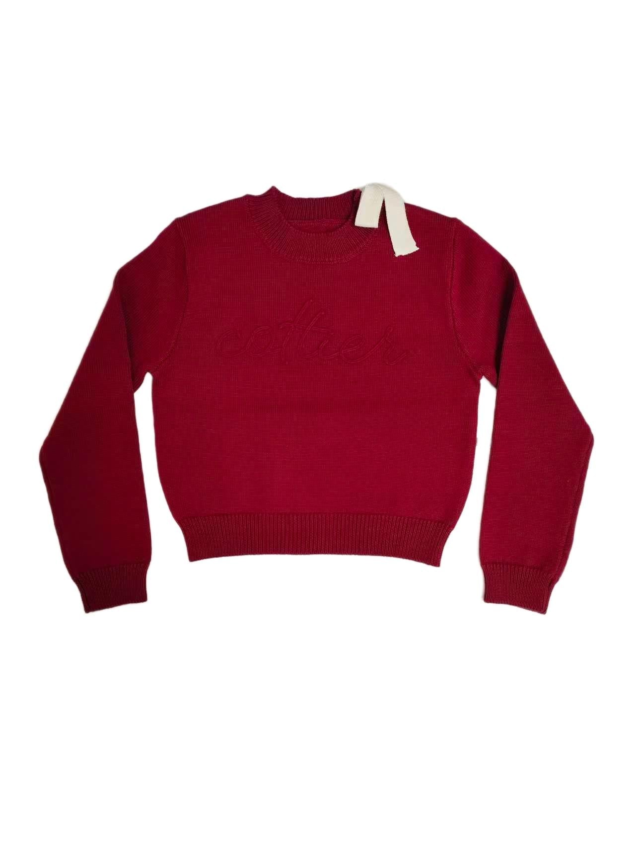 Cottier Chunky Knit Top - Crimson