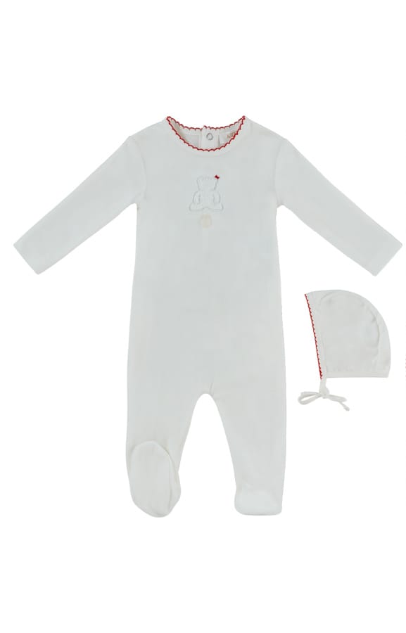 Fur Ever Yours Footie & Hat Set - Red