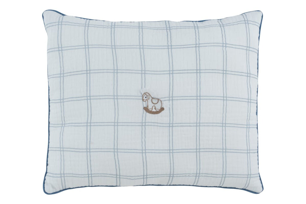 Whinny Plaid Throw Pillow - Blue