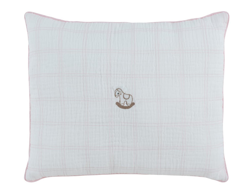 Whinny Plaid Throw Pillow - Pink