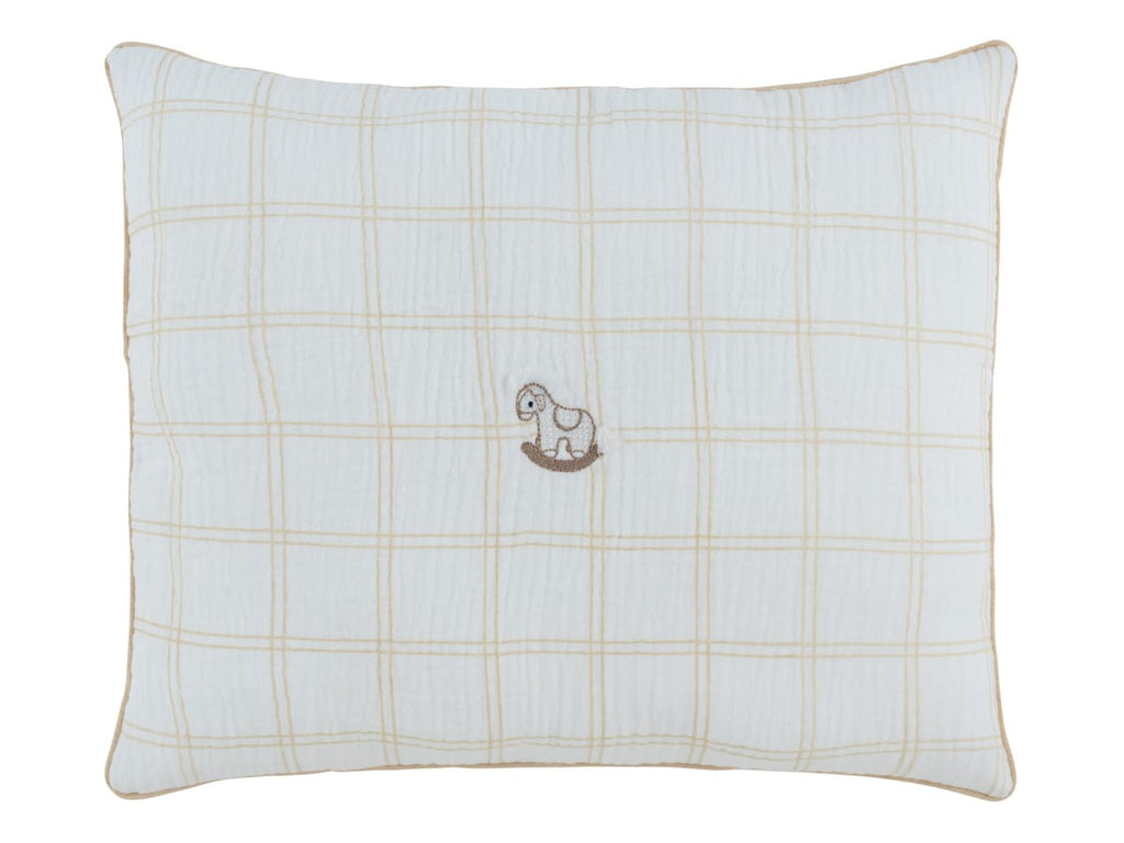 Whinny Plaid Throw Pillow - Stone