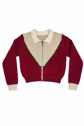 Delilah Knit Zip Up - Crimson