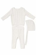 KB Pointelle Knit Set with Hat - White