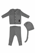 Bunny Knit Set with Hat - Grey