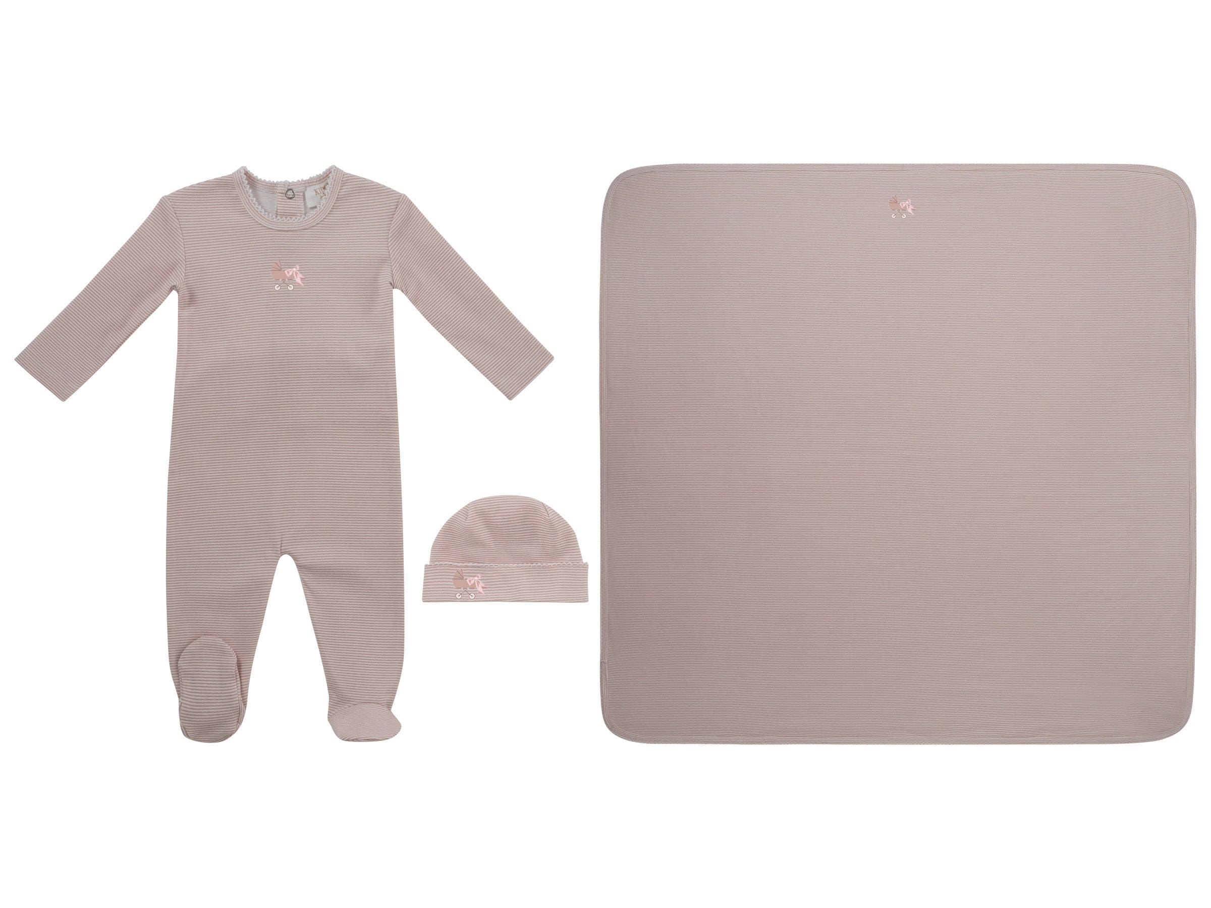 Carrera Pinstripe Footie 3PC Set - Pink