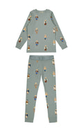 Teddy Pattern Lounge Crewneck Set - Jade