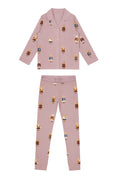 Teddy Pattern Lounge Grandpa Set - Dusk