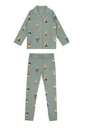Teddy Pattern Lounge Grandpa Set - Jade