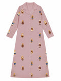 Teddy Pattern Lounge Grandpa Nightgown - Dusk
