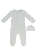 Petit Ours Pattern Footie + Hat - Stone