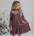 Alexa Dusty Rose Smocked Velvet Dress