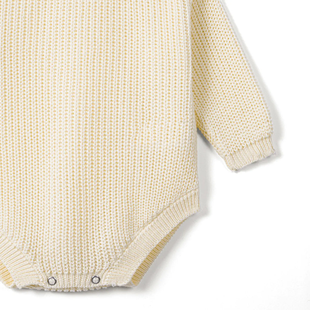 Classic Chunky Knit Baby Romper in Cream