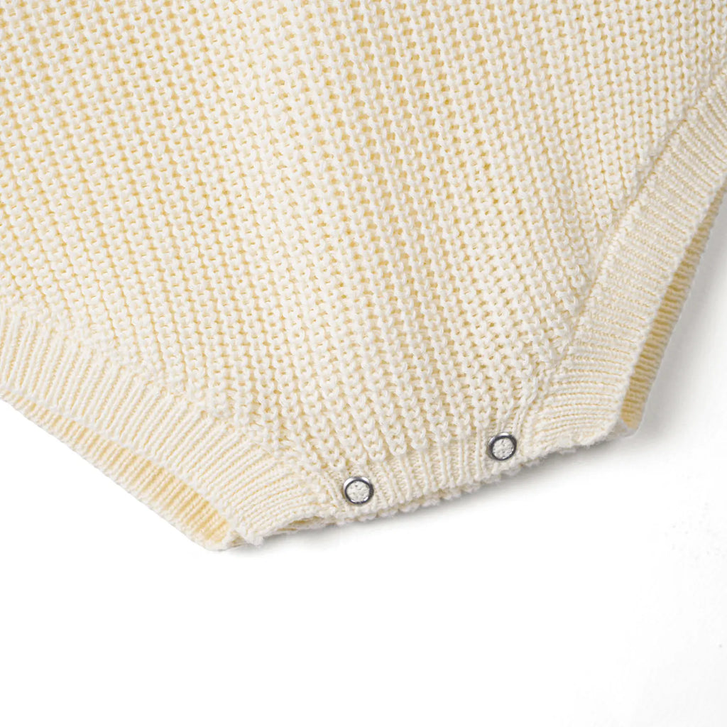 Classic Chunky Knit Baby Romper in Cream