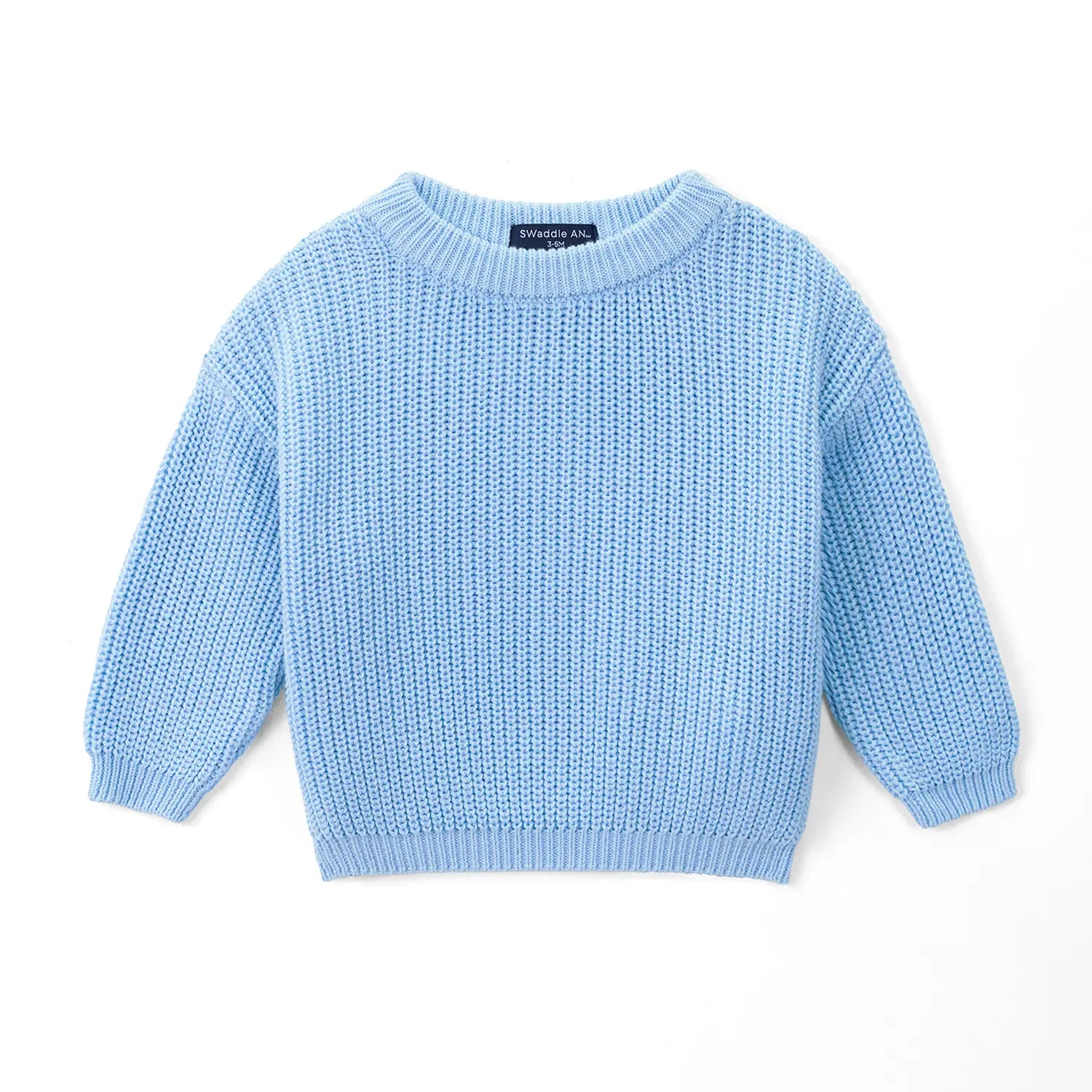 Classic Knit Baby Sweater in Baby Blue