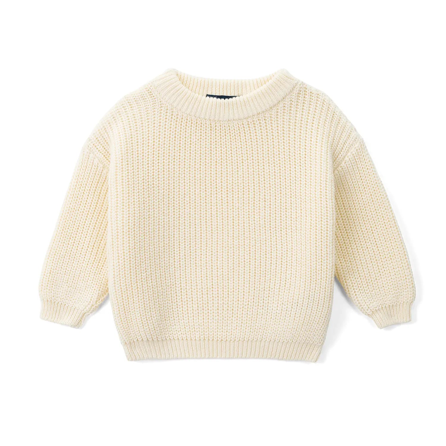 Classic Knit Baby Sweater in Cream