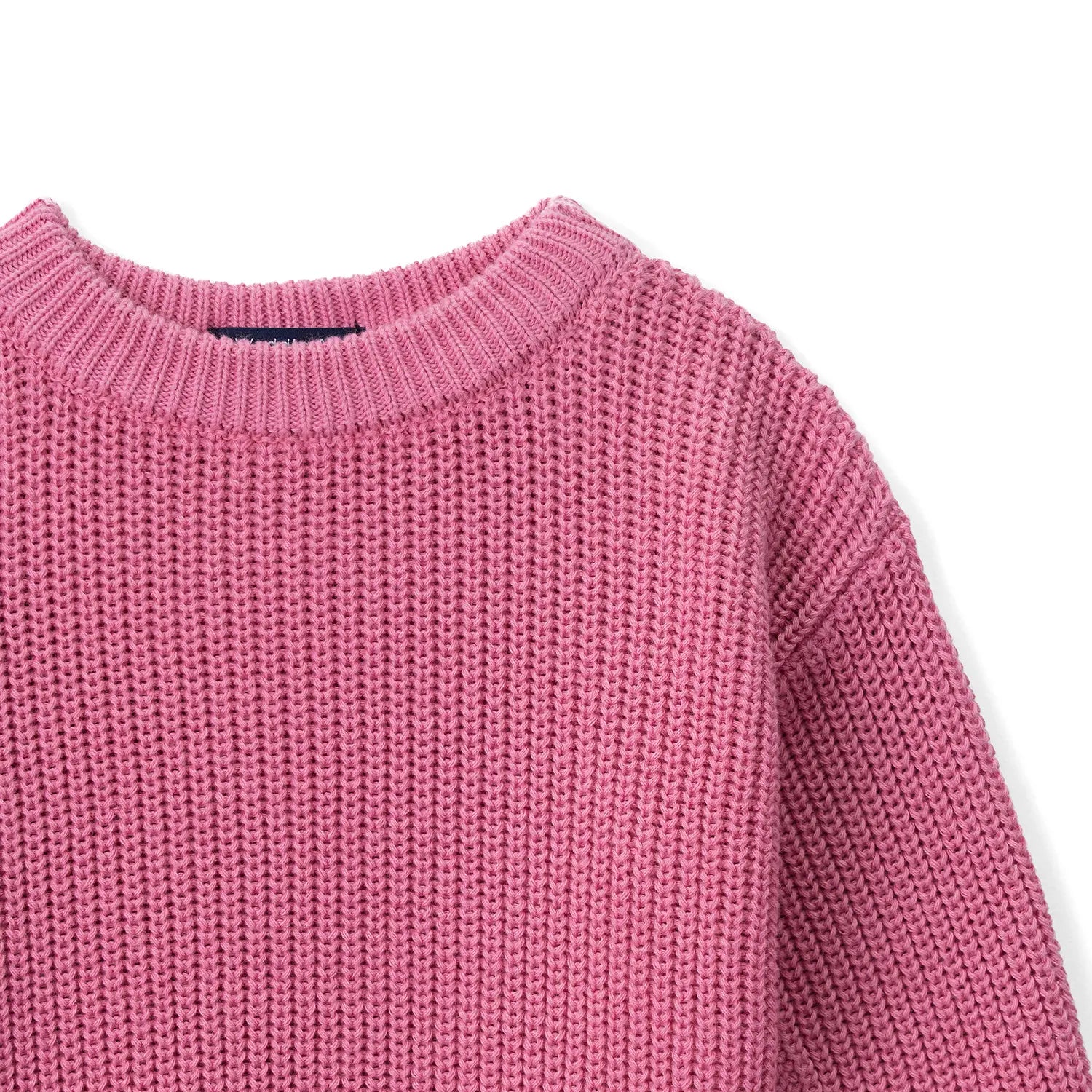 Classic Knit Baby Sweater in Rose Pink