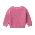 Classic Knit Baby Sweater in Rose Pink