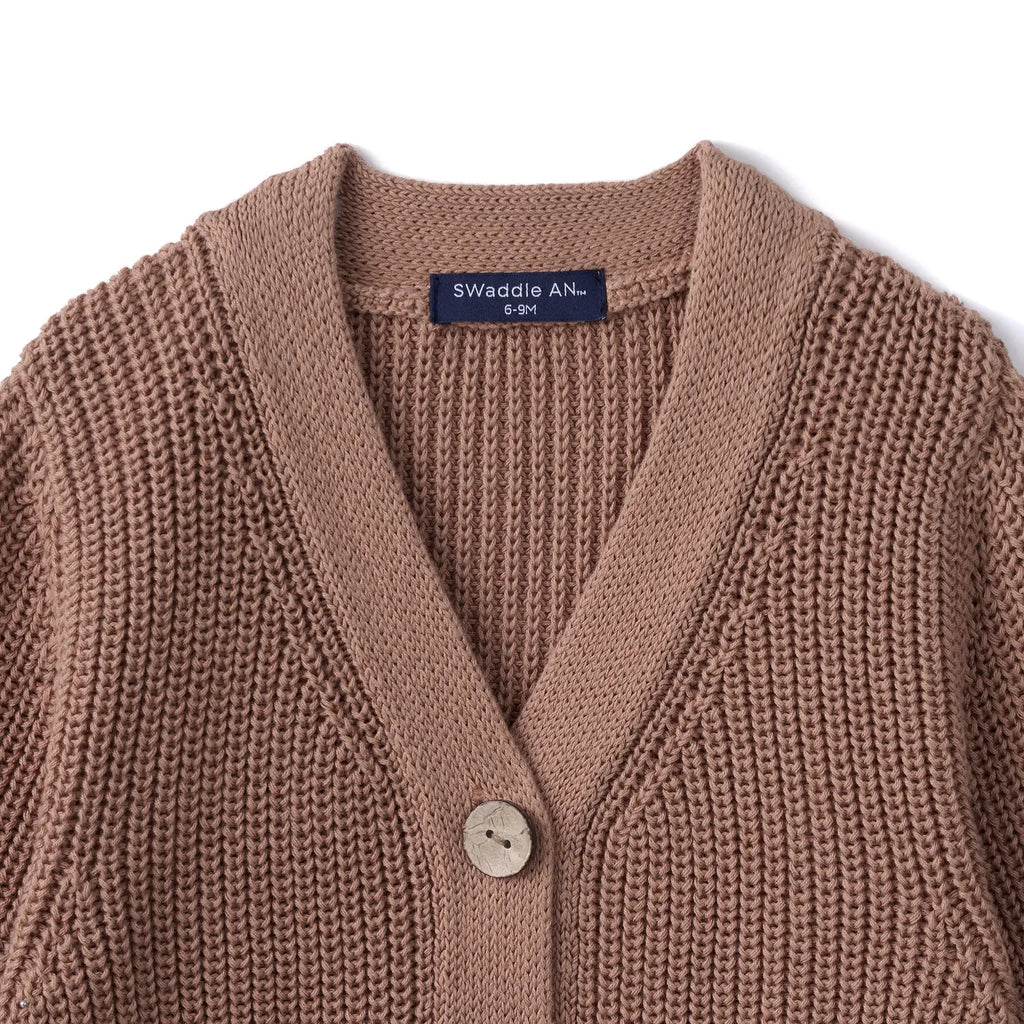 Classic Cardigan with Pockets in Mocha