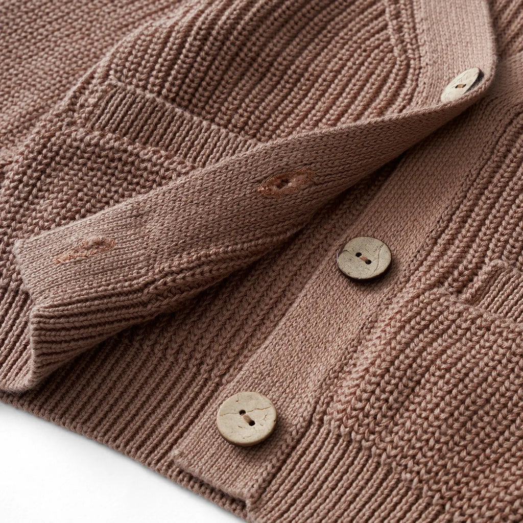 Classic Cardigan with Pockets in Mocha