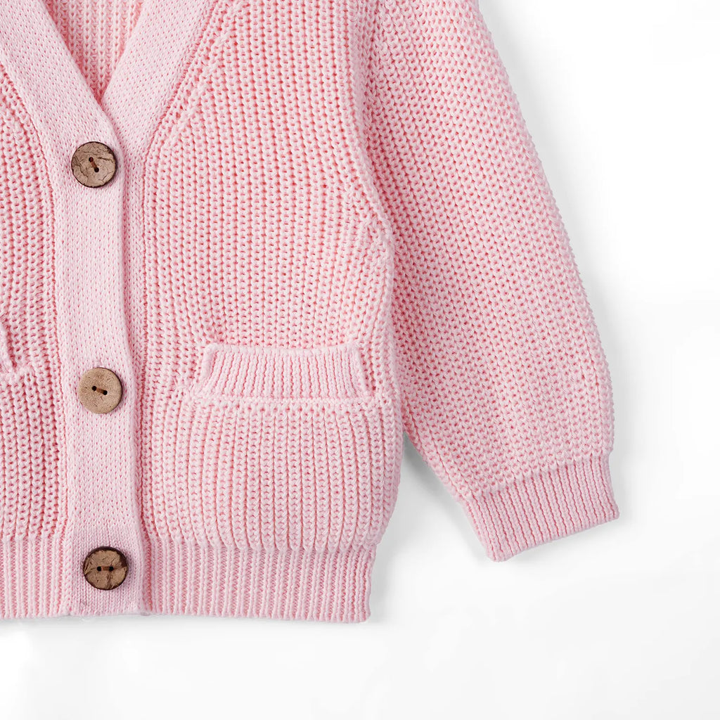 Classic Cardigan with Pockets in Pink