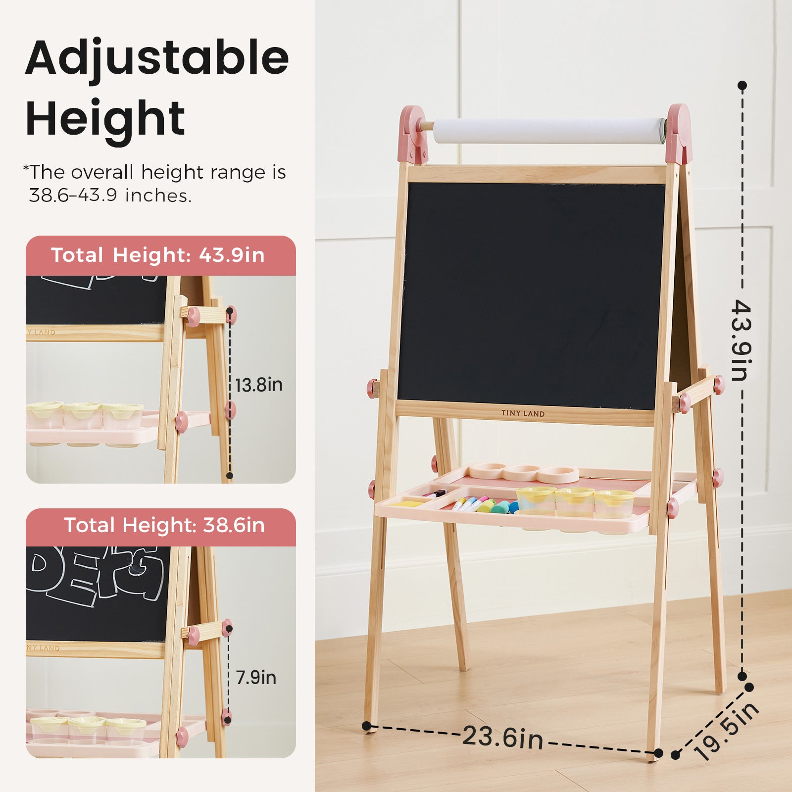 Tiny Land® Pink Magnitales Easel & Paper Roll Set