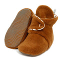 Fleece Stay-On Baby Booties with Snaps – Tan