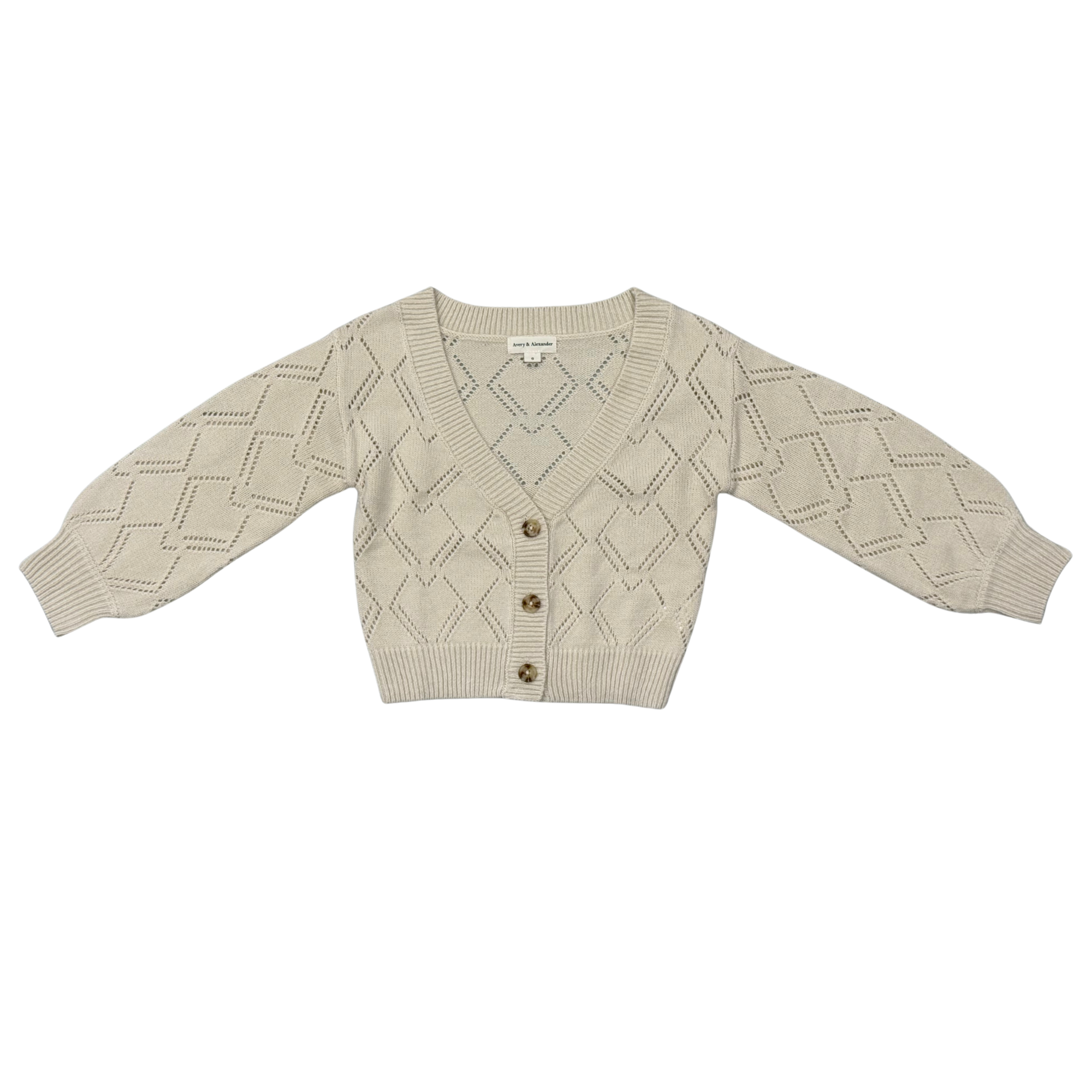 Girls Textured Sweater Cardigan in Textured Cream