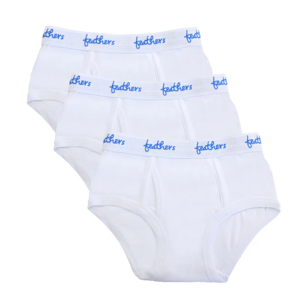 Feathers Boys Solid White Snug Fit Tagless Briefs Underwear - (3/Pack)