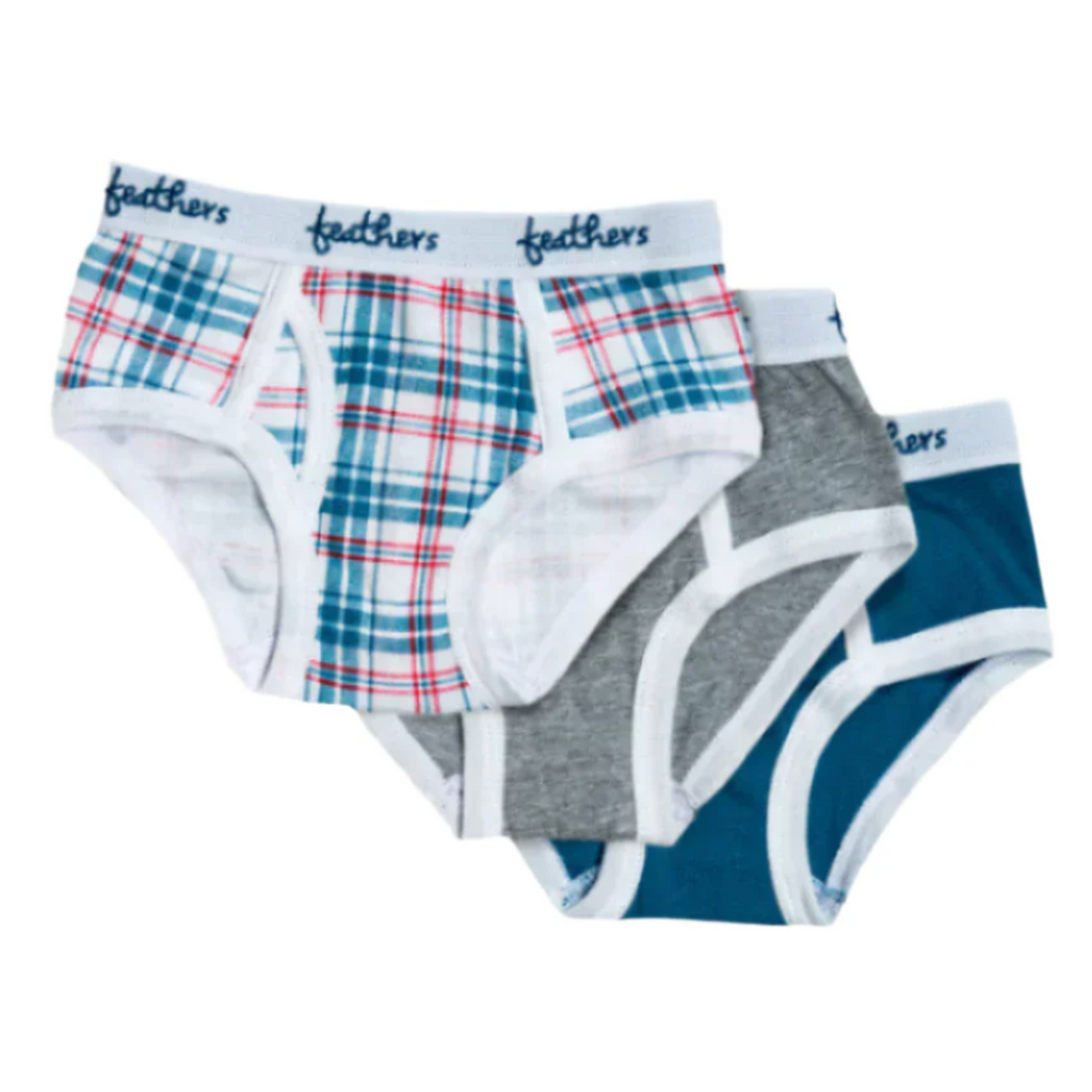 Feathers Boys Multi Plaid Tagless Briefs Underwear - (3/Pack)