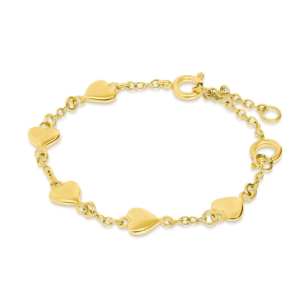 Gold hearts chain bracelet
