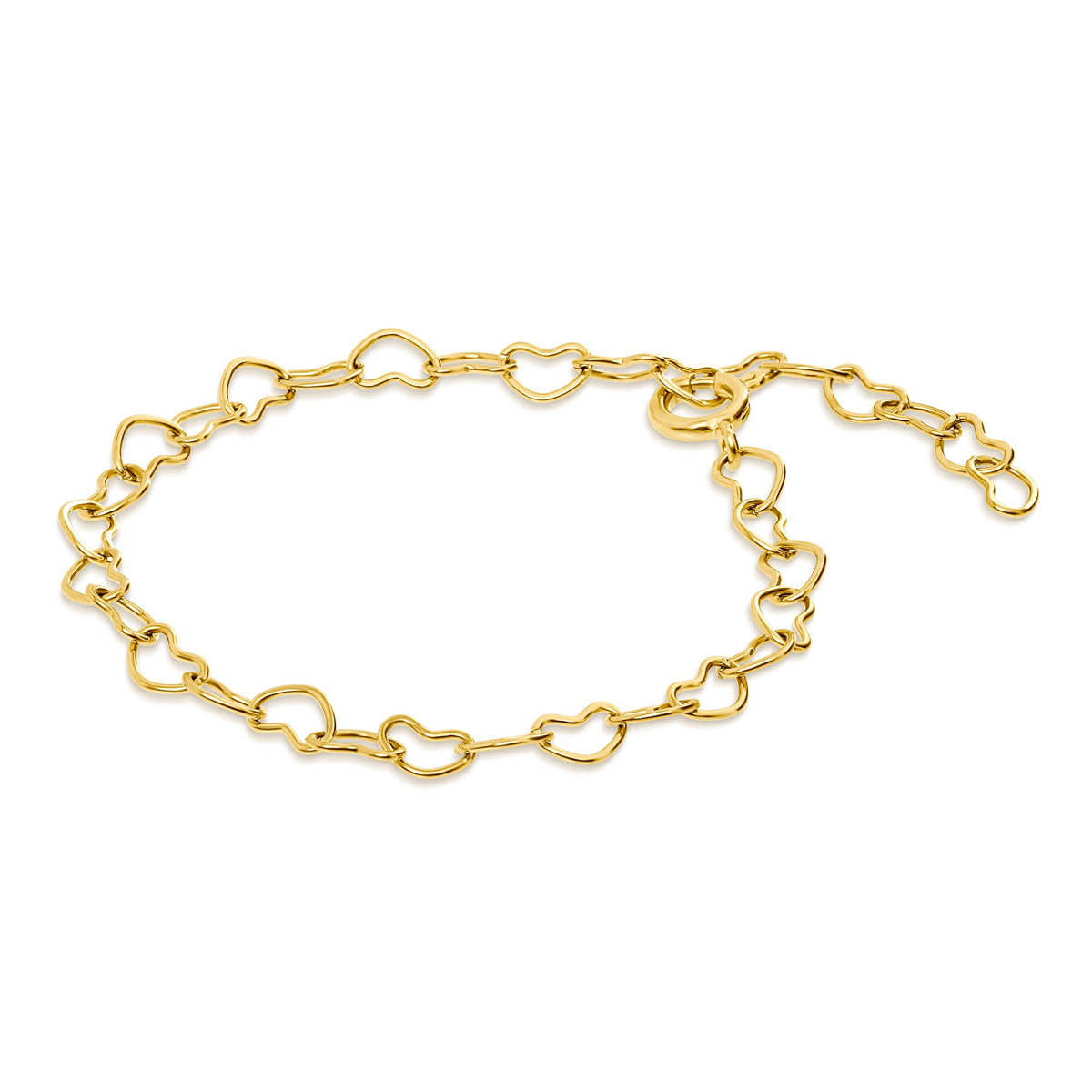 Gold heart chain bracelet