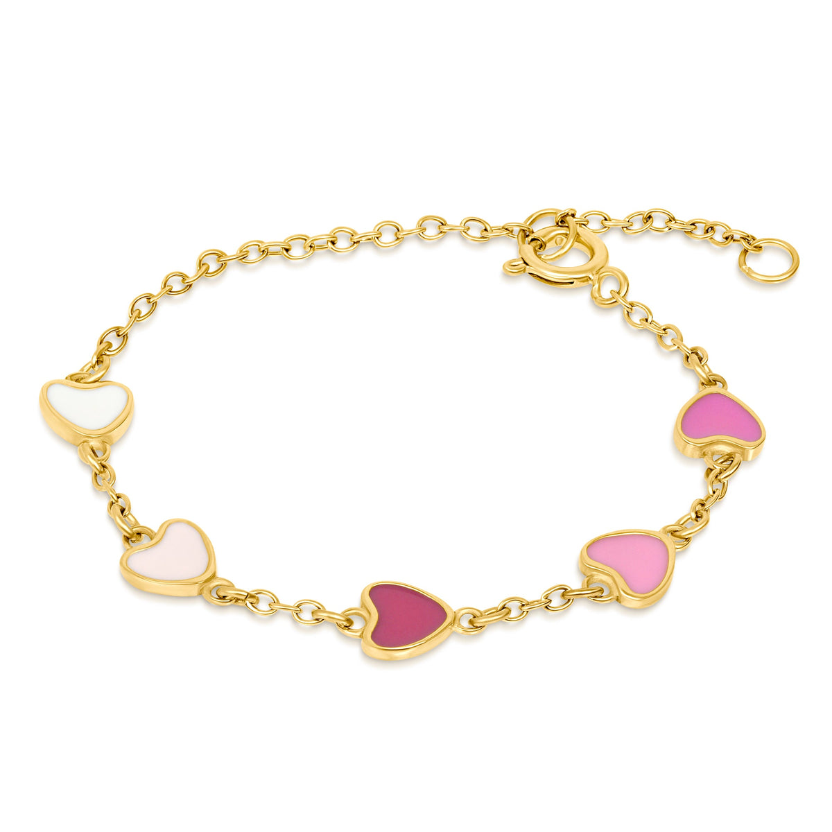 Colored hearts chain bracelet