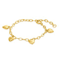 Gold hammered hanging heart bracelet