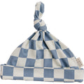 Blue Checkered Bamboo Newborn Knot Hat