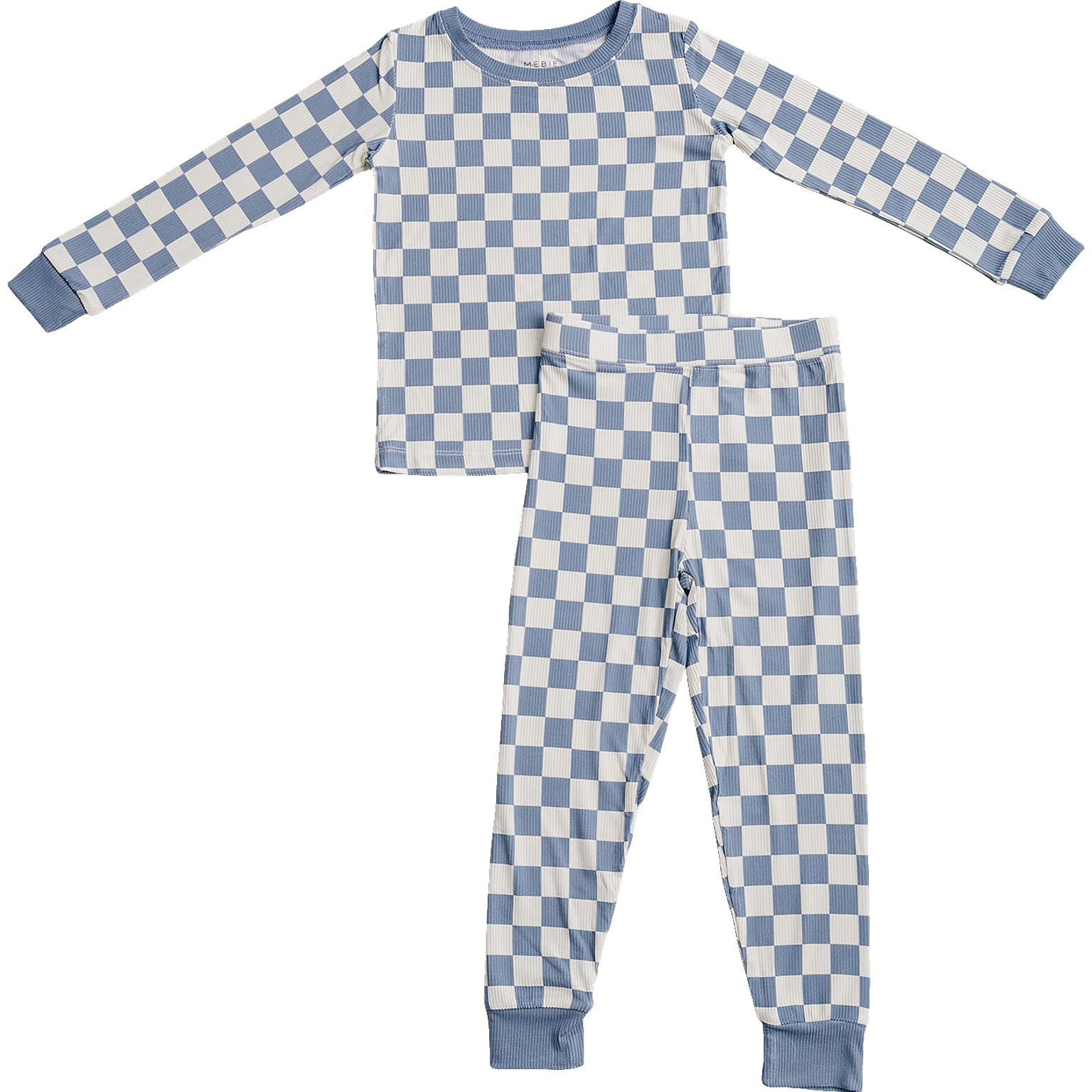 Blue Checkered Ribbed Bamboo Cozy Set