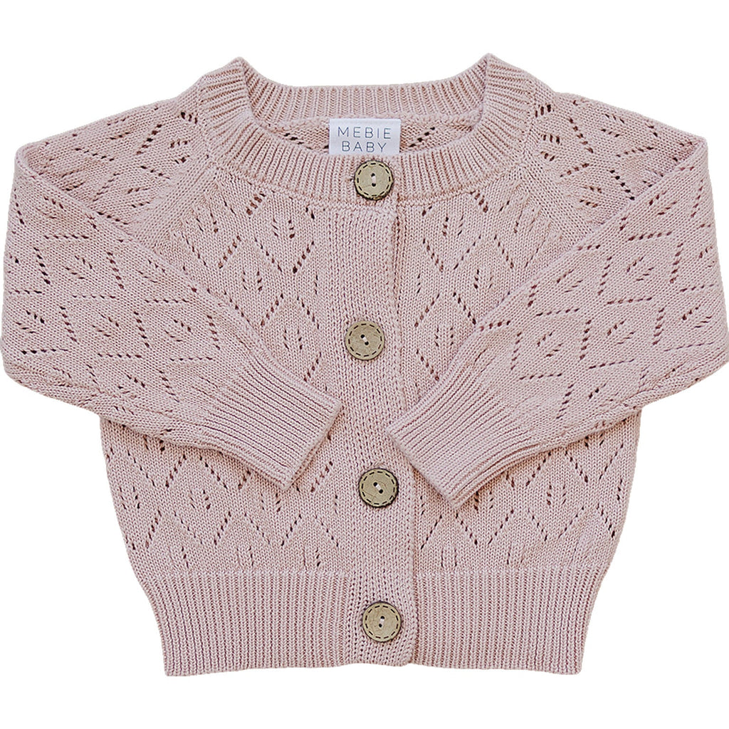 Pink Pointelle Button Down Cardigan