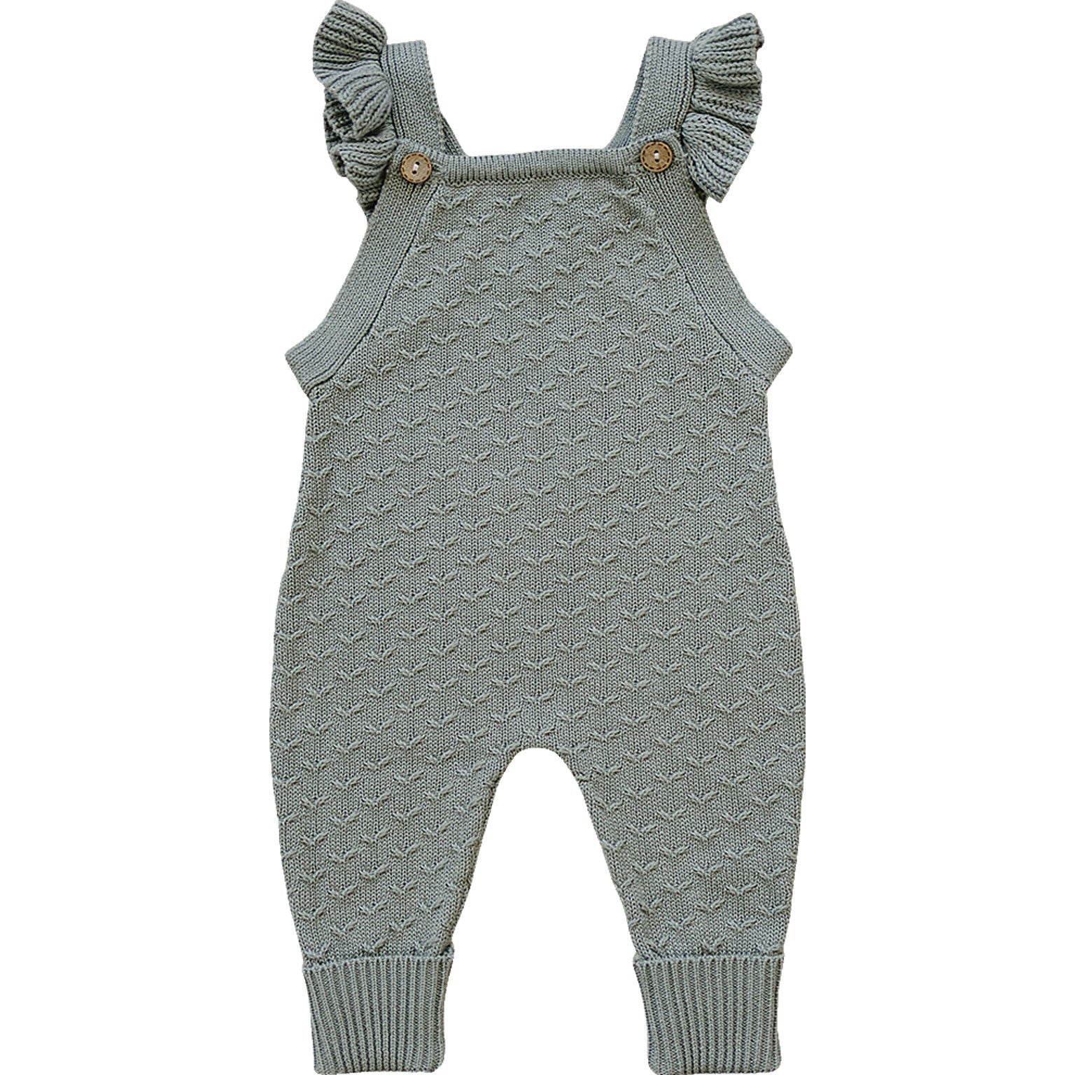 Green Ruffle Knit Overalls
